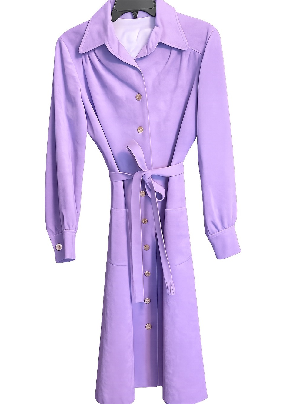 Vintage Vera Maxwell Original Ultra Suede Lavender Belted Coat Dress Size M